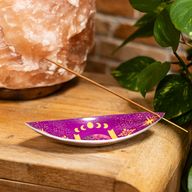 Brûle-encens en émail – Aluminium – Soleil et phases de la lune violet