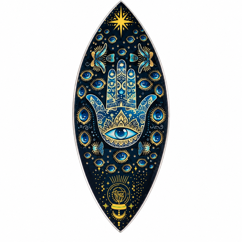 Brûle-encens en émail – Aluminium – Hamsa bleu
