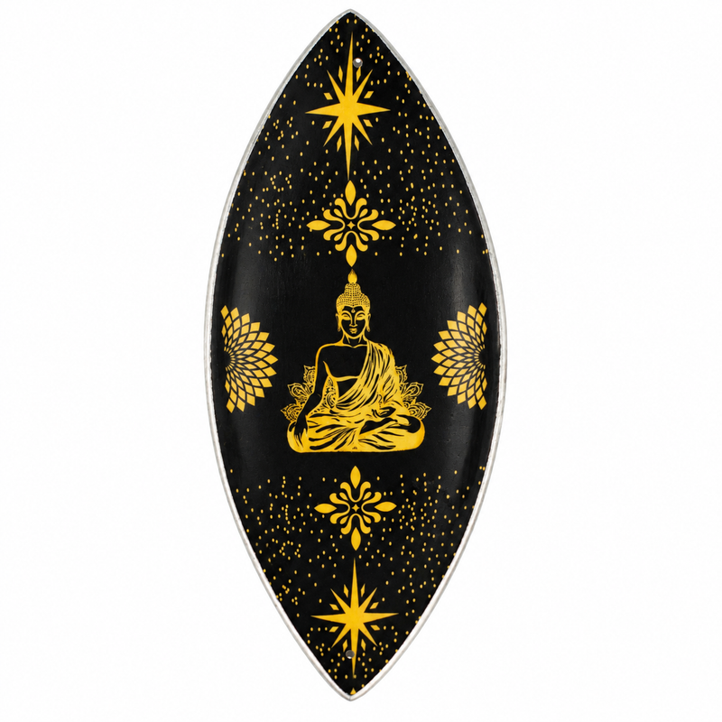 Brûle-encens en émail – Aluminium – Bouddha Or & Noir