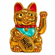Chat Porte-Bonheur Doré – 15 cm