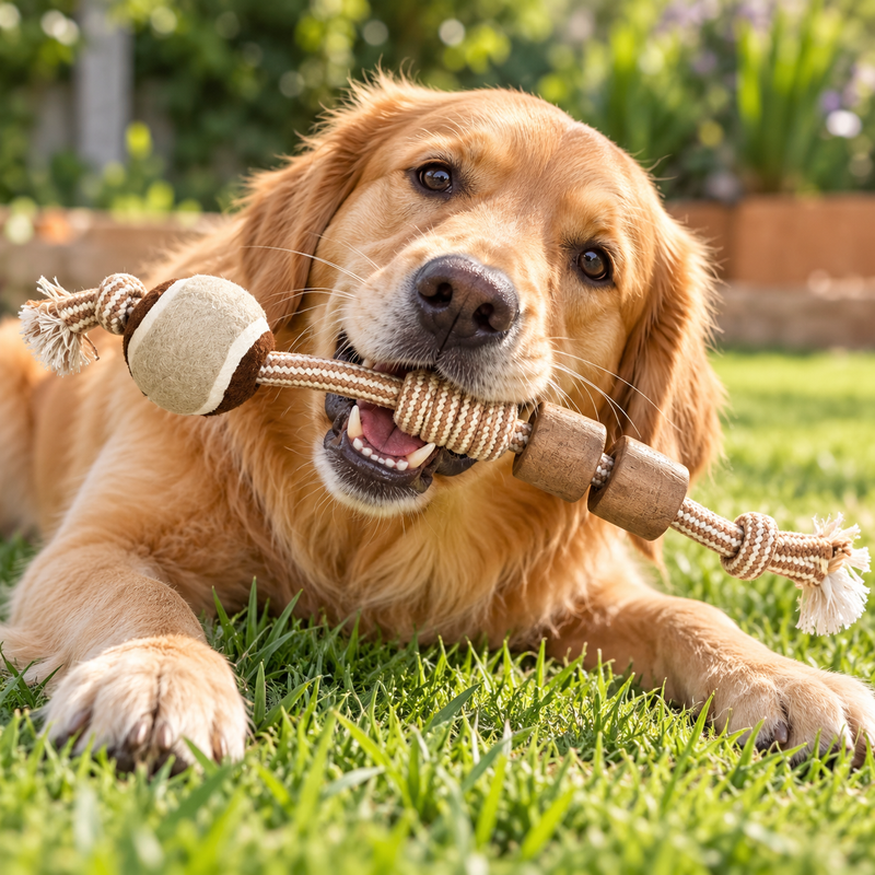 Jouets PAW – Bâton à mâcher en bois de caféier – Balle à nœud