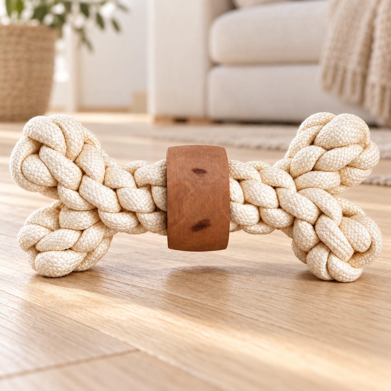 Jouets PAW Pour Chiens – Bois de caféier & Corde Tressée