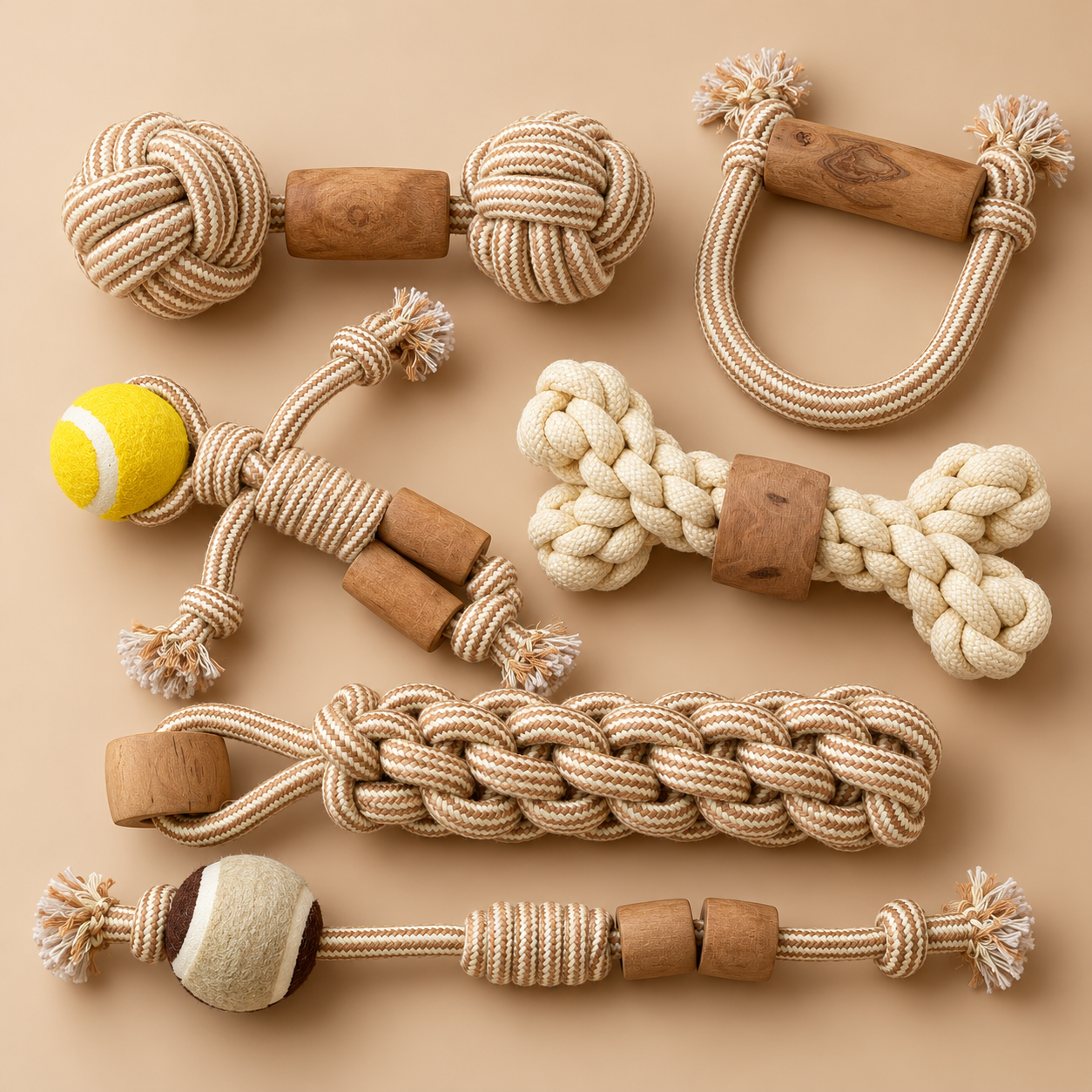 Jouets PAW Pour Chiens – Bois de caféier & Corde Tressée