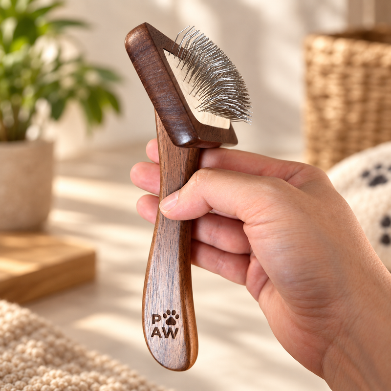 Outils de toilettage PAW – Peigne anti-nœuds moyen – Noyer