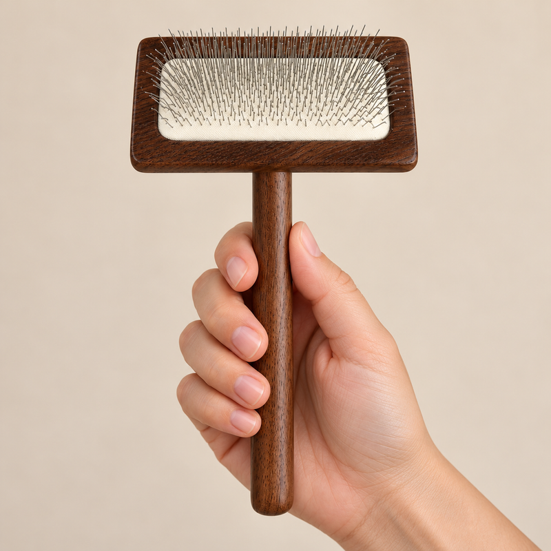 Outils de toilettage PAW – Peigne anti-nœuds moyen – Noyer