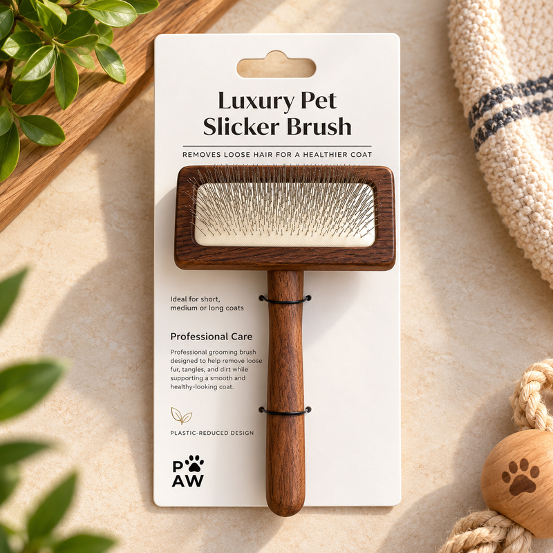 Outils de toilettage PAW – Peigne anti-nœuds moyen – Noyer