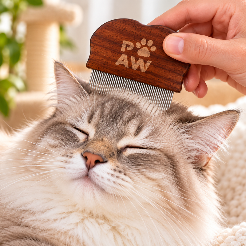 Outils de toilettage PAW – Peigne anti-puces et zones délicates – Noyer