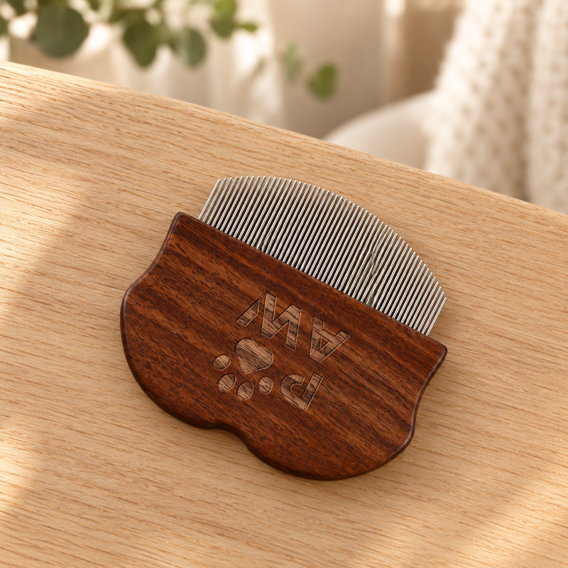 Outils de toilettage PAW – Peigne anti-puces et zones délicates – Noyer