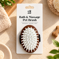 Accessoires de toilettage PAW – Brosse de massage en caoutchouc souple – Noyer