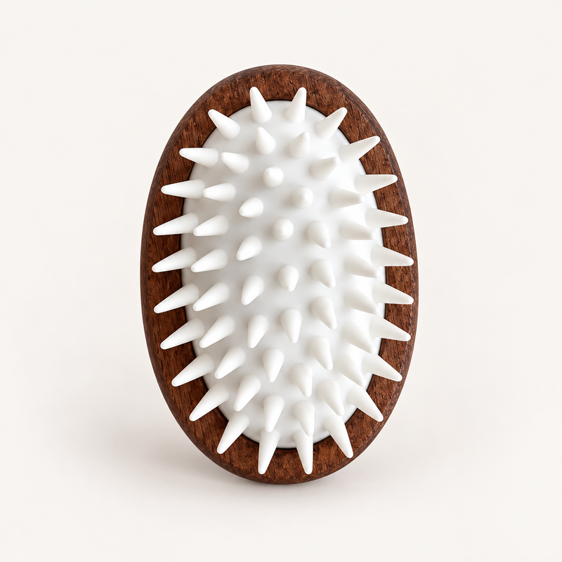 Accessoires de toilettage PAW – Brosse de massage en caoutchouc souple – Noyer