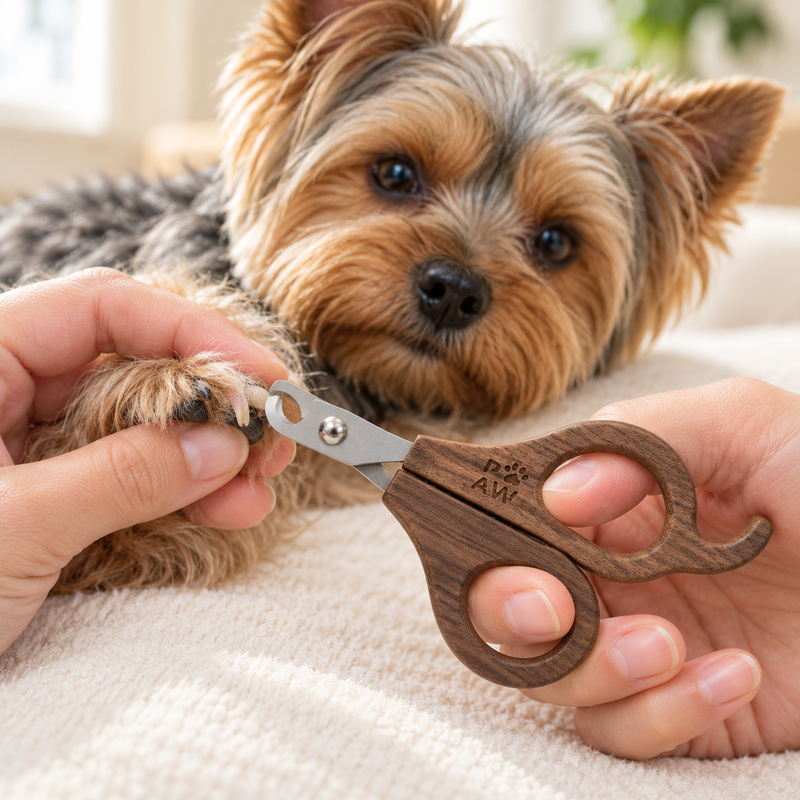 Outils de toilettage PAW – Coupe-griffes demi-lune – Noyer – Acier inoxydable (304)