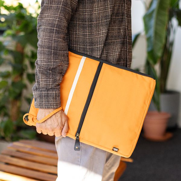 Grande pochette pour ordinateur portable en toile- Orange