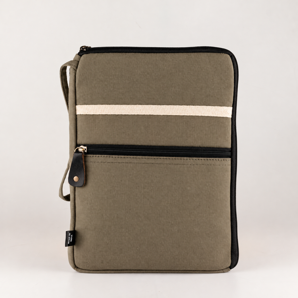 Pochette pour tablette en toile- Olive