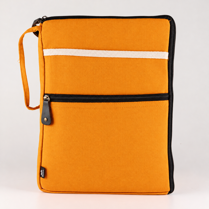 Pochette de voyage pour ordinateur portable en toile – Orange