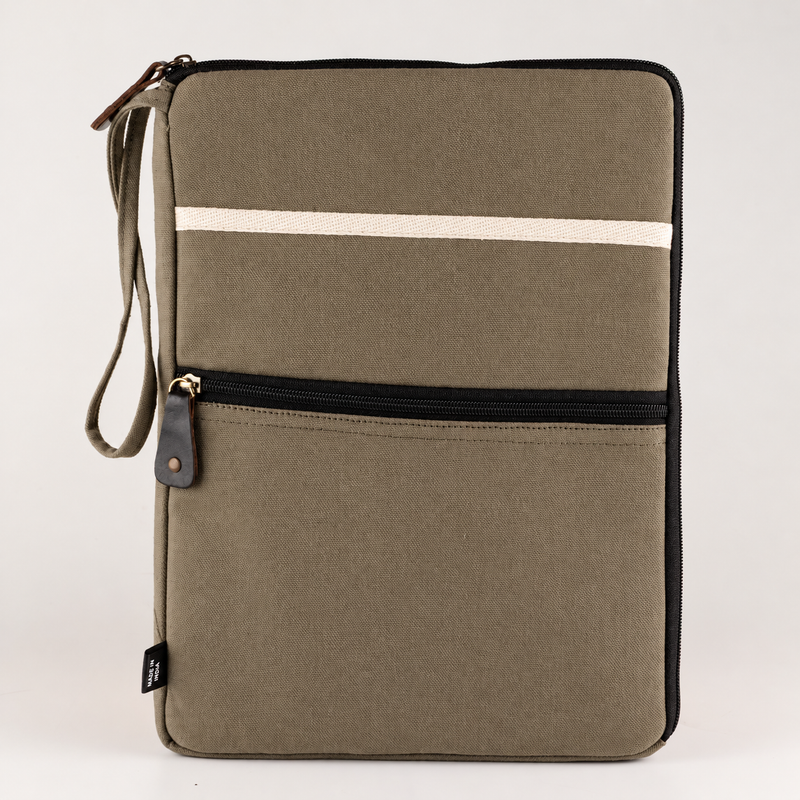 Pochette de voyage pour ordinateur portable en toile – Olive
