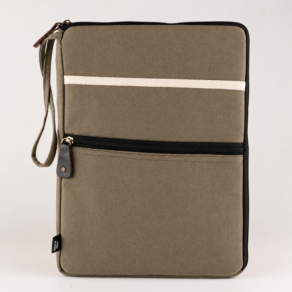 Pochette de voyage pour ordinateur portable en toile - Olive