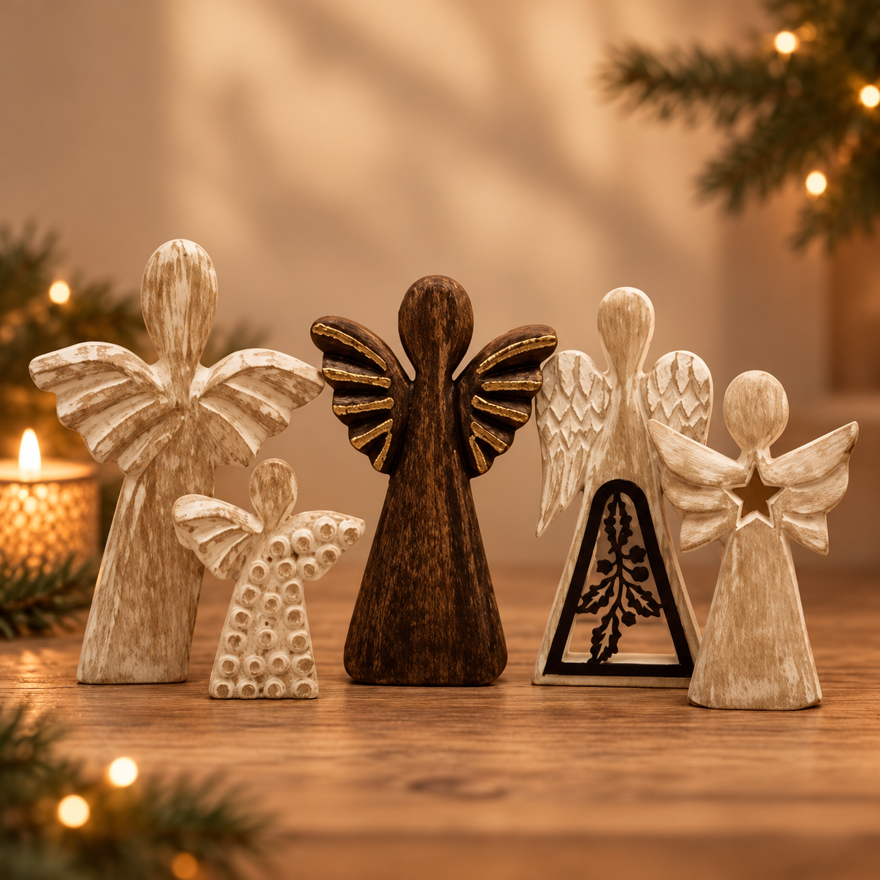 Anges de noël en bois