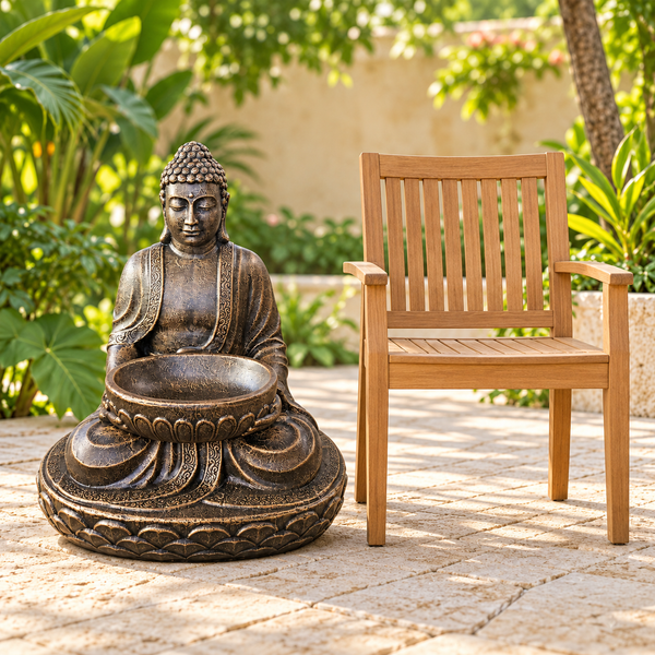 Grand Bouddha Assis avec Bol - 80 cm