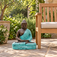 Bouddha Moyen Classique Turquoise & Pierre - 0,5 m