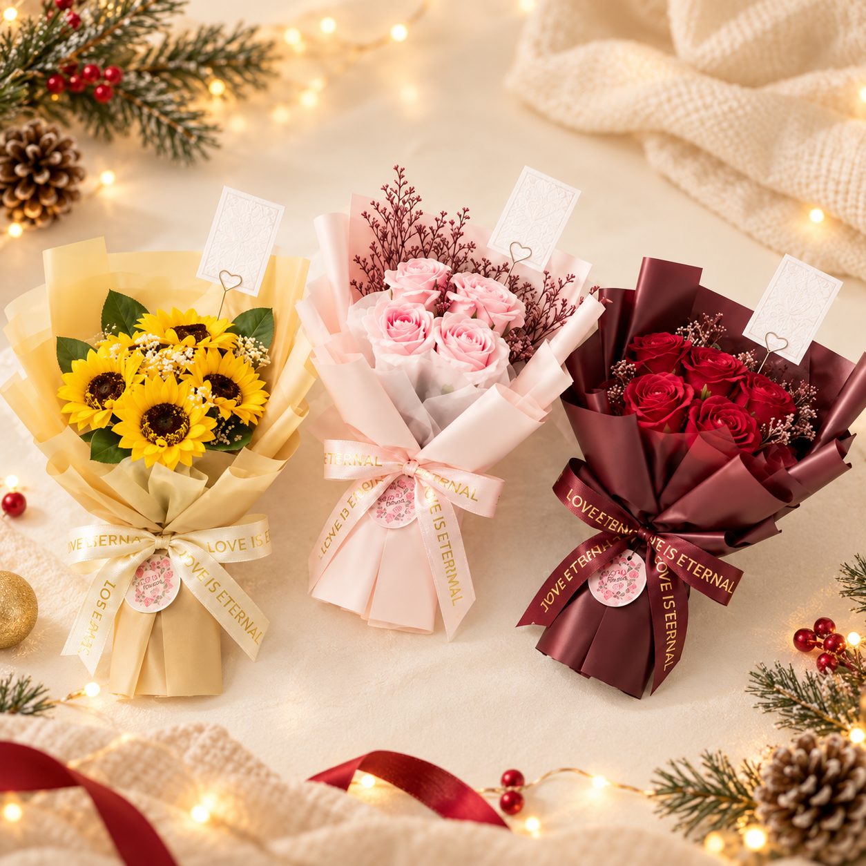 Tres ramos florales navideños (1)