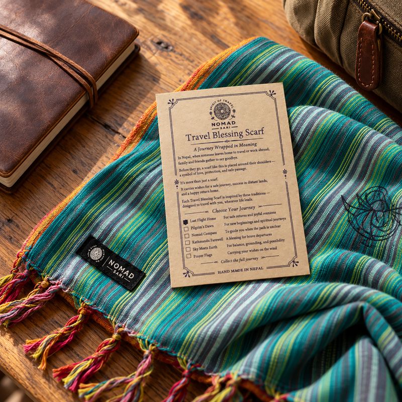Pack de Démarrage Nomad Sari – 72 Écharpes de bénédiction de voyage + Présentoir OFFERT
