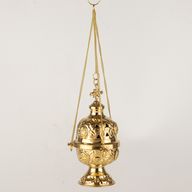 Brûle-encens suspendu en laiton - Chaîne filetée - 16,5x6,5 cm (Laiton fin)