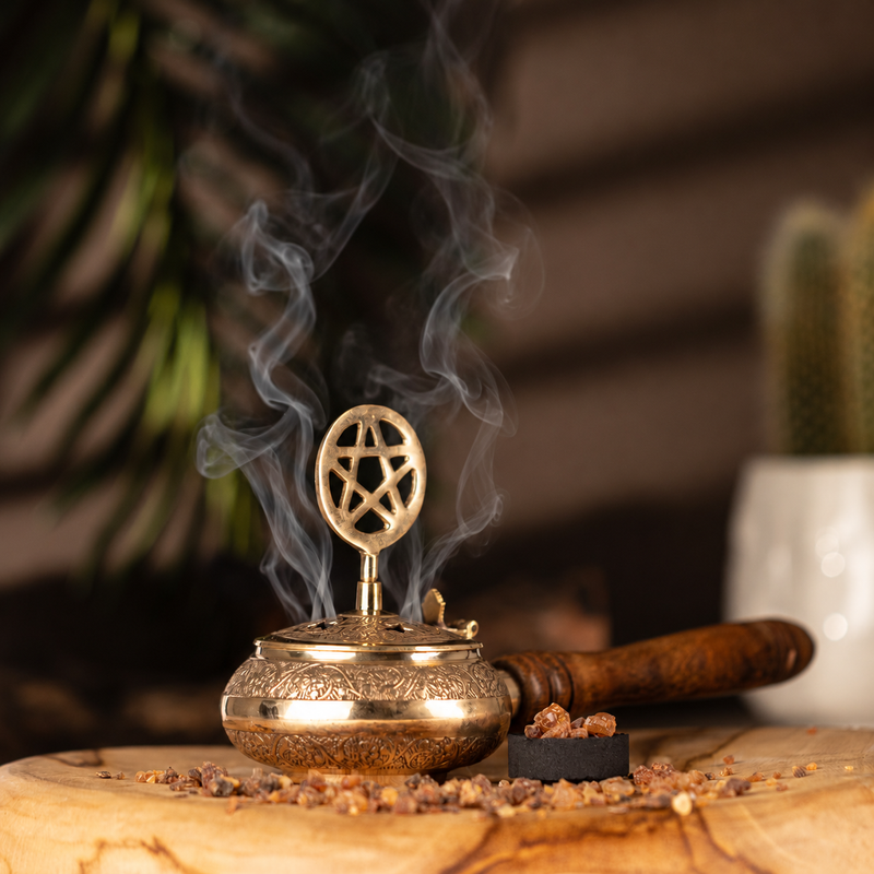 Encensoir avec manche en bois - Pentagramme
