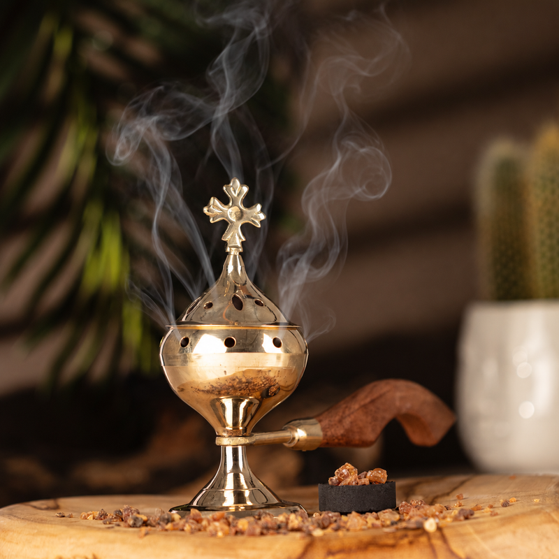 Encensoir avec manche en bois - Croix