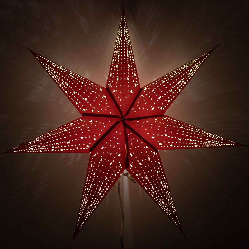 Lampe Étoile - Rouge Chance - Sept Branches - 60 cm
