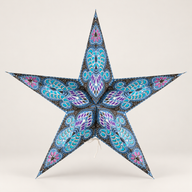 Lampe Étoile - Motif Paon Violet & Sarcelle à Cinq Branches - 60cm