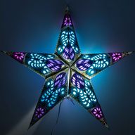 Lampe Étoile - Motif Paon Violet & Sarcelle à Cinq Branches - 60cm