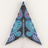 Lampe Étoile - Motif Paon Violet & Sarcelle à Cinq Branches - 60cm