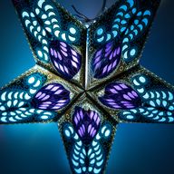 Lampe Étoile - Motif Paon Violet & Sarcelle à Cinq Branches - 60cm