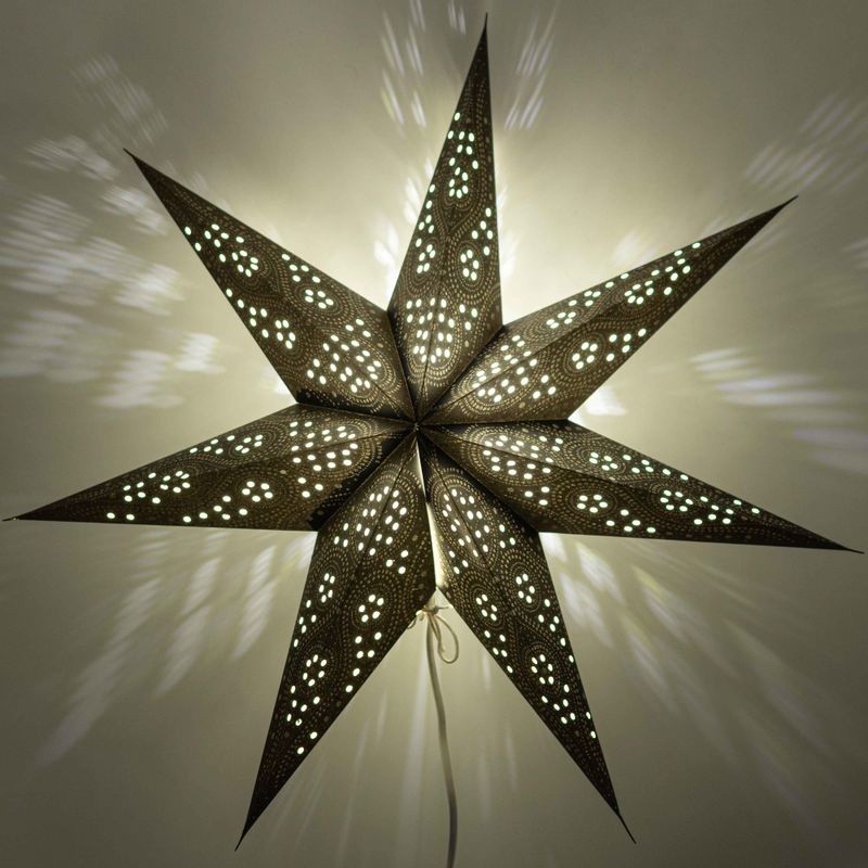 Lampe Étoile - Aurore Boréale Noire à Sept Branches - 60 cm