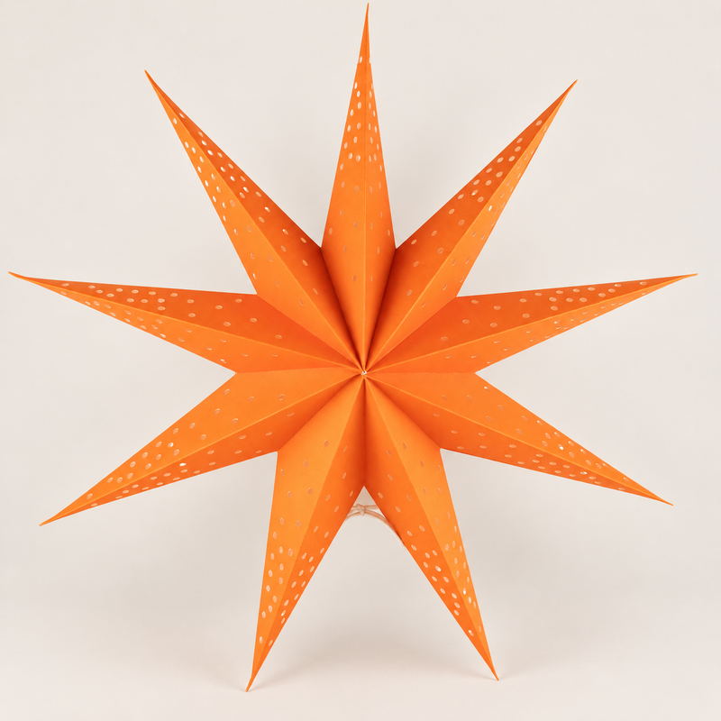 Lampe Étoile - Lumières Orange Neuf Branches - 45cm