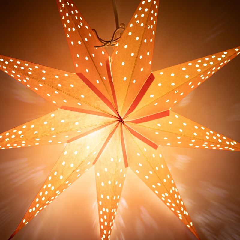 Lampe Étoile - Lumières Orange Neuf Branches - 45cm