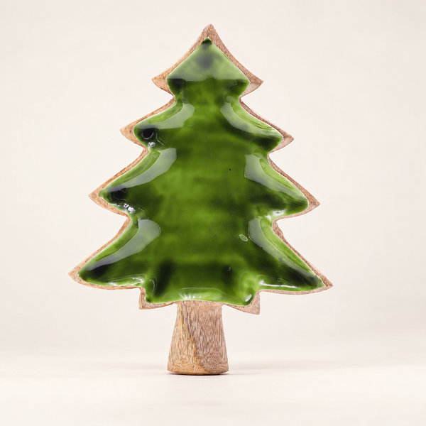 Bol en bois émaillé forme de sapin – 25x19 cm