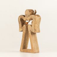 Petit Ange Halo en Bois de Manguier - Émail Blanc