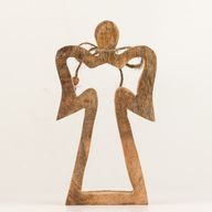 Ange Halo en Bois de Manguier Moyen - Émail Blanc