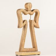 Grand Ange Halo en Bois de Manguier - Émail Blanc
