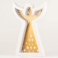 Ange en Bois de Manguier - Finition Blanchie avec Découpe Décorative en Fer - 39cm