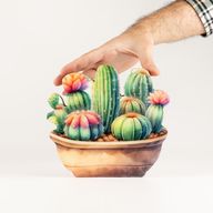 Plantes d'Intérieur en Bois - Jardin de Cactus Moyen