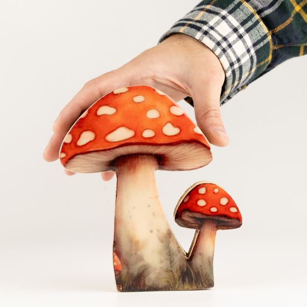 Plantes en Bois - Champignon à Chapeau Rouge Moyen