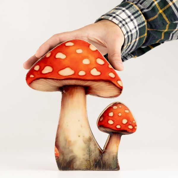 Plantes en Bois - Grand Champignon à Chapeau Rouge