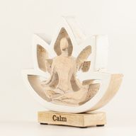 Statuette Yoga en Bois – Fleur de Lotus – Crème – Calme