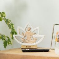 Statuette Yoga en Bois – Fleur de Lotus – Crème – Calme