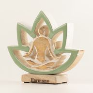 Statuette Yoga en Bois – Fleur de Lotus – Sauge – Harmonie