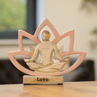 Statuette Yoga en Bois – Fleur de Lotus – Vieux Rose – Amour
