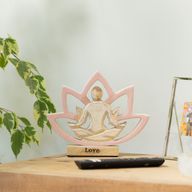 Statuette Yoga en Bois – Fleur de Lotus – Vieux Rose – Amour