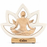 Statuette Yoga en Bois – Fleur de Lotus – Crème – Calme